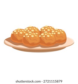Deliciosos panecillos dulces con cobertura de azúcar perlado, servidos en un plato, listos para ser disfrutados