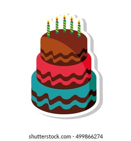 delicious sweet cake birthday vector illustration design