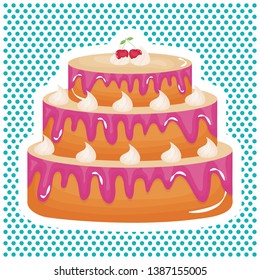 delicious sweet cake with cherries