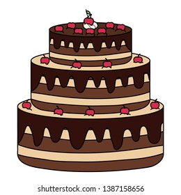 delicious sweet cake with cherries