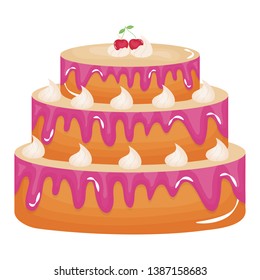 delicious sweet cake with cherries