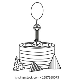 delicious sweet cake with cherries and candles ,balloon helium