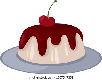 Delicious sweet cake , illustration, vector on white background