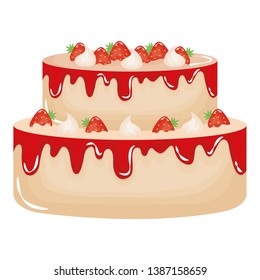 delicious sweet cake with strawberries