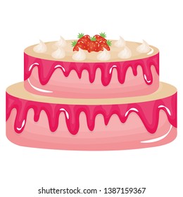 delicious sweet cake with strawberries