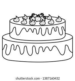 delicious sweet cake with strawberries