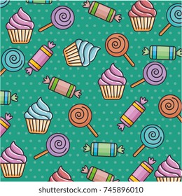 delicious sweet candies pattern background