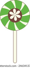 Delicious Sweet Candy with Cartoon Design Style. Cartoon Wrapped Candy on White Background.