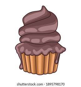 delicious sweet chocolate cupcake icon vector illustration design