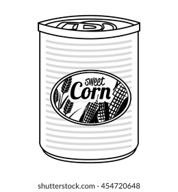 Delicious sweet corn canned isolated flat icon, vector illustration.