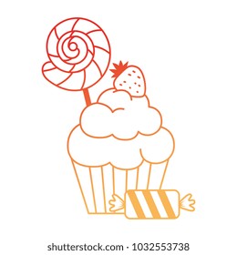 delicious and sweet cupcake with candies