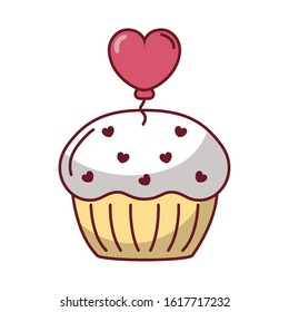 delicious sweet cupcake with heart vector illustration design