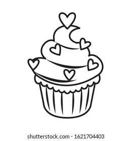 delicious sweet cupcake with hearts vector illustration design