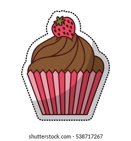 delicious sweet cupcake icon vector illustration design