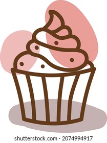 Delicioso quequito dulce, ilustración, vector, sobre un fondo blanco.