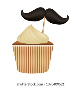 delicious and sweet cupcake with mustache