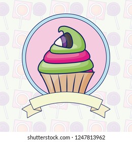 delicious sweet cupcake with ribbon