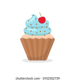 Delicious sweet cupcakes flat design vector illustration