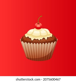 Delicious sweet cupcakes flat design vector illustration