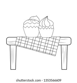 delicious sweet cupcakes in table picnic