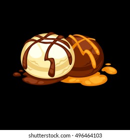 Delicious sweet dessert. Chocolate candy. Vector cartoon Illustration isolated.