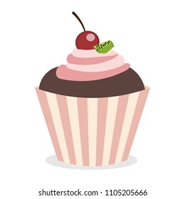 Delicious sweet dessert in cute girlish style cupcake