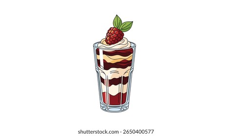 Delicioso doce sobremesa tratar com bagas e cobertura de creme