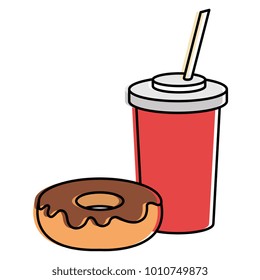 delicious sweet donut with beverage