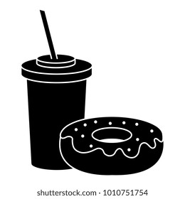 delicious sweet donut with beverage