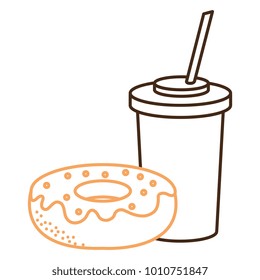 delicious sweet donut with beverage