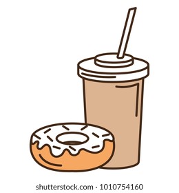 delicious sweet donut with beverage