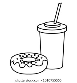 delicious sweet donut with beverage