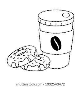 delicious and sweet donut with coffee cup