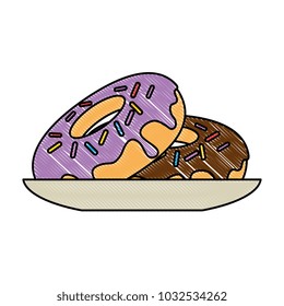 delicious and sweet donut in dish