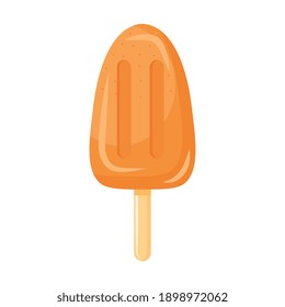 delicious sweet ice cream orange in stick vector illustration design