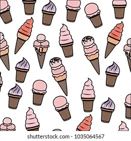 delicious and sweet ice cream pattern background