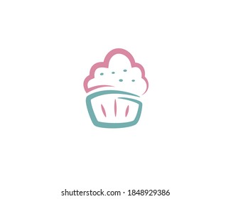 köstliches, süßes Logo-Design eines Cupcakes in einfacher Form und Farbe 