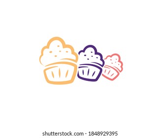 delicious sweet logo design element of a cupcake in simple shape and colors 