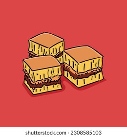 Delicious Sweet Martabak Indonesian Food Martabak Manis Vector Illustration Design with red background