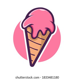 delicious sweet pink strawberry milk ice cream vector illustration design	
