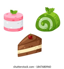 delicious and sweet set of cake vector illustration 