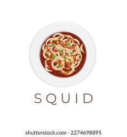Delicious Sweet And Sour Squid Dish Vector Illustration Logo