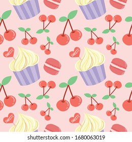 delicious sweets dessert vector pattern