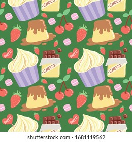 delicious sweets dessert vector pattern