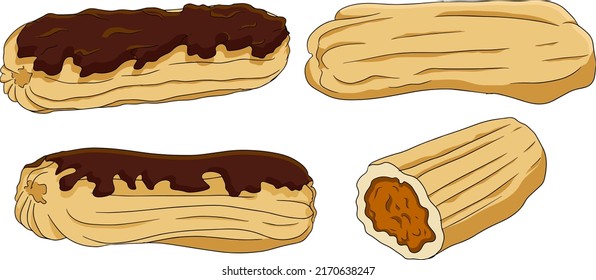 Köstliche Süßigkeiten und Desserts. Handgezeichnete farbenfrohe Illustration der beliebten traditionellen Desserts für Café, Bäckerei und Speisekarte.