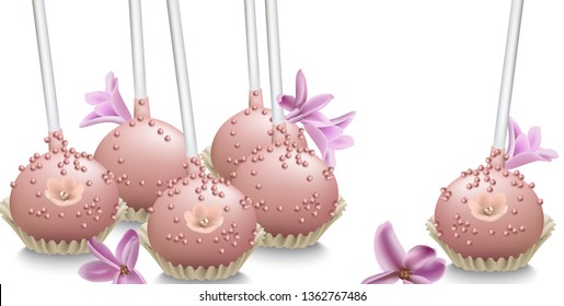 Delicious sweets. Summer wedding confectionary bakery treats Vector illustrations