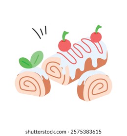 Delicious swiss roll cake vector design, bakery, dessert and sweet treat concept