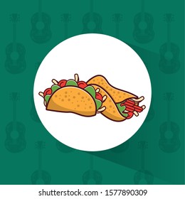 delicious taco and burrito mexican food icon vector illustration design