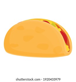 Delicious taco icon. Cartoon of delicious taco vector icon for web design isolated on white background