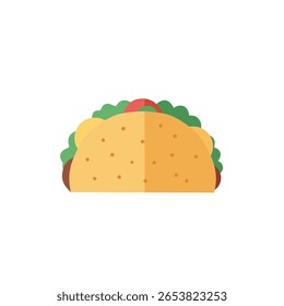 Delicious Taco Illustration: Flat Design, Mexican Food, Isolated on White Background